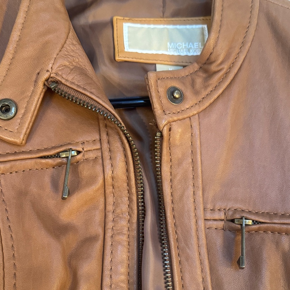 Michael Kors Brown Leather Jacket - Picture 4 of 5
